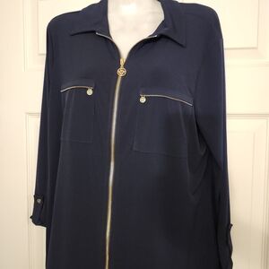 Anne Klein Navy Jacket with Gold Accents